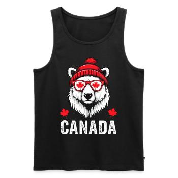 Ours du Canada avec chapeau et style érable - Débardeur bio Premium Homme - noir - Devant - Michal (187cm)