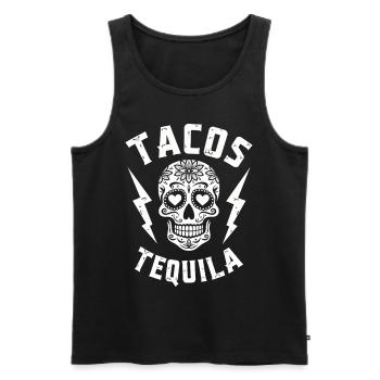 Tacos Tequila & Skull Vibes - Men's Premium Organic Tank Top - black - Front - AI Model Male 178 light (178cm)