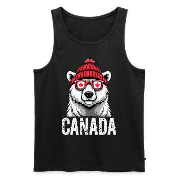 Ours du Canada avec chapeau et style érable - Débardeur bio Premium Homme - noir - Devant - Michal (187cm)