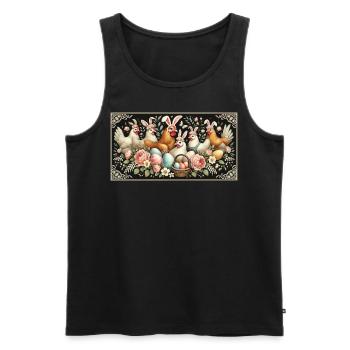 Pâques, poulets, poussins, esthétique vintage - Débardeur bio Premium Homme - noir - Devant - Michal (187cm)