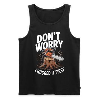 Chainsaw humor for forest lovers - Men's Premium Organic Tank Top - black - Front - AI Model Male 178 light (178cm)
