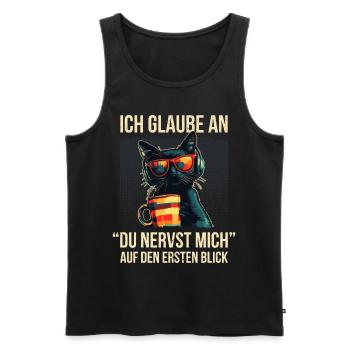 Du nervst mich – Sarkastische Katze Loki - Männer Premium Bio Tank Top - Schwarz - Vorne - AI Model Male 178 light (178cm)