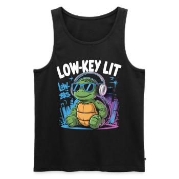 Chill toad in low-key style - Men's Premium Organic Tank Top - black - Front - AI Model Male 178 light (178cm)