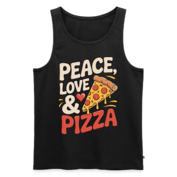 Peace, Love & Pizza - Men's Premium Organic Tank Top - black - Front - Michal (187cm)