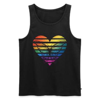 Papillon en coeur arc-en-ciel - Débardeur bio Premium Homme - noir - Devant - Michal (187cm)