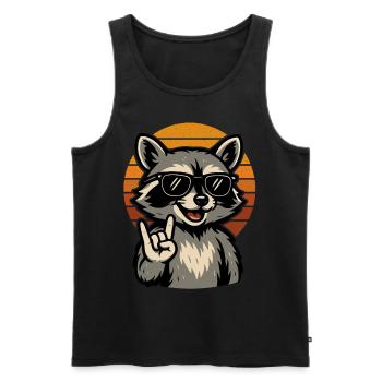 Lustiges Waschbär Rock Retro Musik Motiv - Männer Premium Bio Tank Top - Schwarz - Vorne - Michal (187cm)
