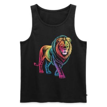 Löwe im Farbenspiel - Männer Premium Bio Tank Top - Schwarz - Vorne - Michal (187cm)