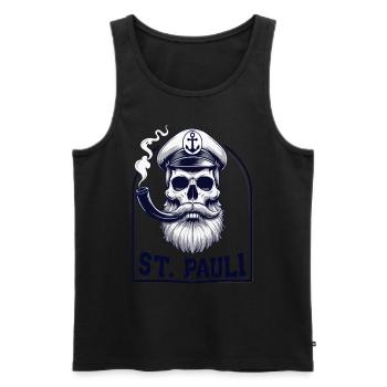 St.Pauli Kiez Hamburg Totenkopf Sankt Pauli - Débardeur bio Premium Homme - noir - Devant - AI Model Male 178 light (178cm)