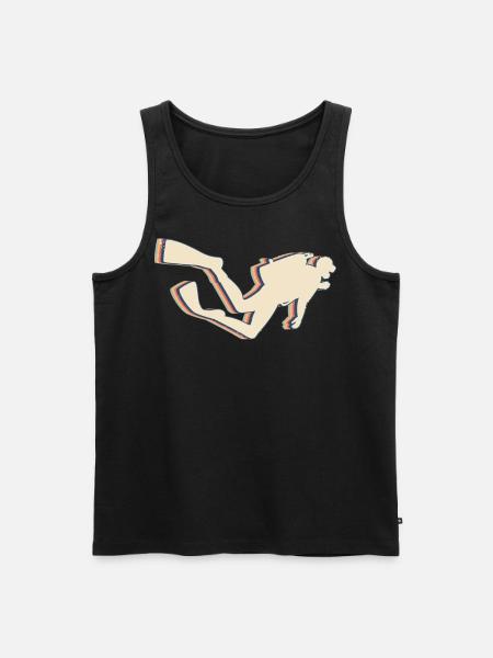 Diving Diver Retro Line Art - Men's Premium Organic Tank Top - black