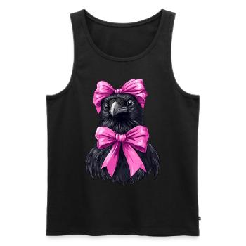 Coquette noeud corbeau corbeau oiseau fille maman rose - Débardeur bio Premium Homme - noir - Devant - Michal (187cm)