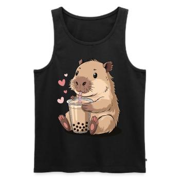 Mignon cochon d’Inde Bubble Tea Sweet - Débardeur bio Premium Homme - noir - Devant - Michal (187cm)