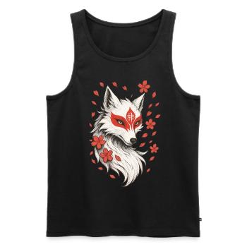 Kitsune Fuchs, Japanische Anime & Mythologie - Männer Premium Bio Tank Top - Schwarz - Vorne - AI Model Male 178 light (178cm)