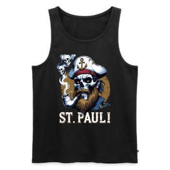 St.Pauli Kiez Hamburg Totenkopf Sankt Pauli - Débardeur bio Premium Homme - noir - Devant - AI Model Male 178 light (178cm)