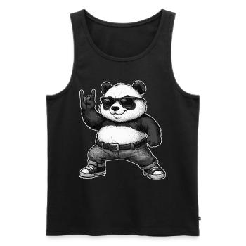 Musique Rock, Panda, Panda, Main De Roche, Heavy Metal - Débardeur bio Premium Homme - noir - Devant - Michal (187cm)