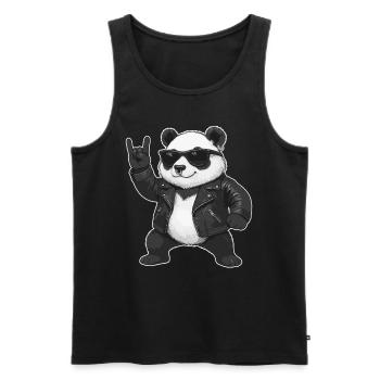 Musique Rock, Panda, Panda, Main De Roche, Heavy Metal - Débardeur bio Premium Homme - noir - Devant - Michal (187cm)