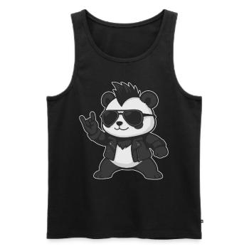 Musique Rock, Panda, Panda, Main De Roche, Heavy Metal - Débardeur bio Premium Homme - noir - Devant - Michal (187cm)