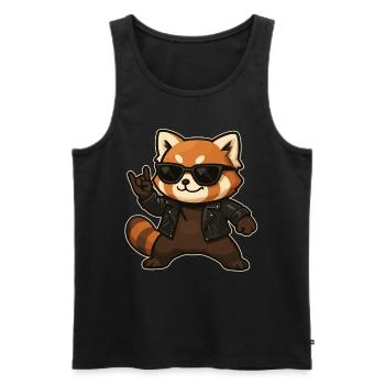 Musique Rock, Panda Roux, Main De Roche, Heavy Metal - Débardeur bio Premium Homme - noir - Devant - Michal (187cm)
