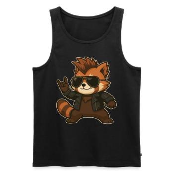 Musique Rock, Panda Roux, Main De Roche, Heavy Metal - Débardeur bio Premium Homme - noir - Devant - Michal (187cm)