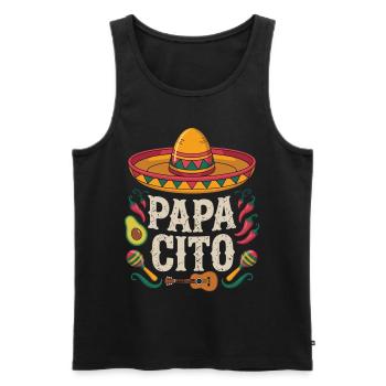 Papacito Mexico Style - Cadeau pour papa - Débardeur bio Premium Homme - noir - Devant - Michal (187cm)