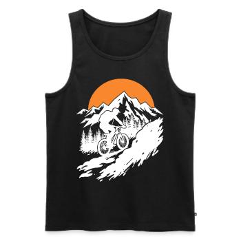 Aventure en VTT dans la nature - Débardeur bio Premium Homme - noir - Devant - Michal (187cm)