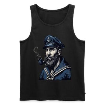 Capitaine Hambourg St Pauli Crâne de la ville hanséatique - Débardeur bio Premium Homme - noir - Devant - AI Model Male 178 light (178cm)