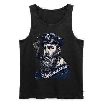 Capitaine Hambourg St Pauli Crâne de la ville hanséatique - Débardeur bio Premium Homme - noir - Devant - AI Model Male 178 light (178cm)