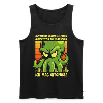 Ich mag Oktopusse – Sarkastischer Oktopus Spruch - Männer Premium Bio Tank Top - Schwarz - Vorne - Michal (187cm)