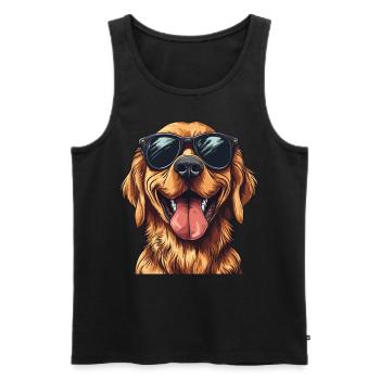 Lustiger Hund Sonnenbrille Comic Illustration - Männer Premium Bio Tank Top - Schwarz - Vorne - Michal (187cm)