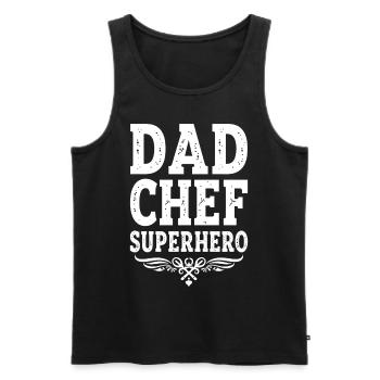 Papa chef super-héros – Papa Koch Superheld - Débardeur bio Premium Homme - noir - Devant - Michal (187cm)