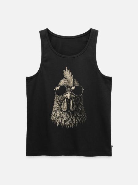 Chicken Illustration Sunglasses Animals Art - Men's Premium Organic Tank Top - black