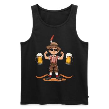 Garçon à Lederhosen Bière JGA Majorque Bavière Alcool - Débardeur bio Premium Homme - noir - Devant - Michal (187cm)