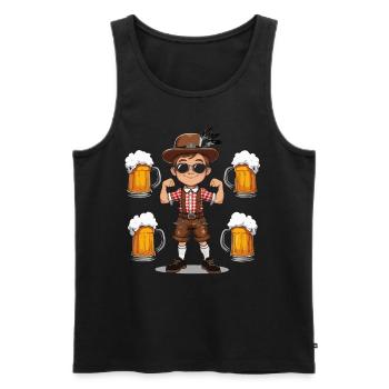Garçon à Lederhosen Bière JGA Majorque Bavière Alcool - Débardeur bio Premium Homme - noir - Devant - Michal (187cm)