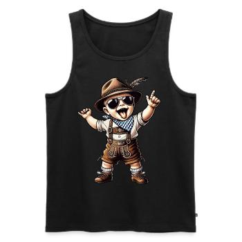 Kinder Trachtenshirt Herren Trachten T-Shirt Bua - Männer Premium Bio Tank Top - Schwarz - Vorne - Michal (187cm)