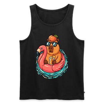 Capybarra Sommer Pfirsich - Männer Premium Bio Tank Top - Schwarz - Vorne - AI Model Male 178 light (178cm)