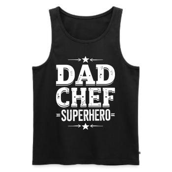 Papa chef super-héros – Papa Koch Superheld - Débardeur bio Premium Homme - noir - Devant - Michal (187cm)