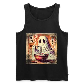 Ramen Ghost Grunge Poster Style - Men's Premium Organic Tank Top - black - Front - AI Model Male 178 light (178cm)
