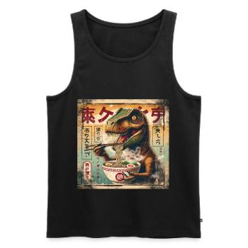 Ramen T Rex Grunge Poster Style - Men's Premium Organic Tank Top - black - Front - AI Model Male 178 light (178cm)