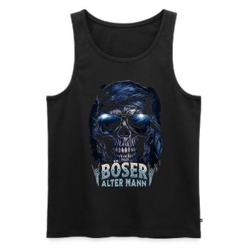 Böser alter Mann Totenkopf – Rocker Spruch Design - Männer Premium Bio Tank Top - Schwarz - Vorne - Michal (187cm)