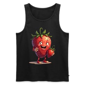 Drôle de fraises fraises fruits - Débardeur bio Premium Homme - noir - Devant - AI Model Male 178 light (178cm)