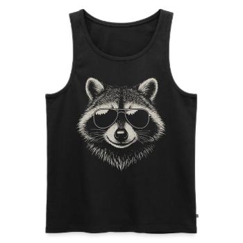 Cool Waschbär Illustration Sonnenbrille Tier - Männer Premium Bio Tank Top - Schwarz - Vorne - Michal (187cm)