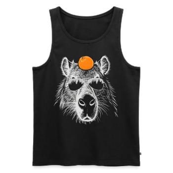 Cool Capybara rongeur illustration orange fruit - Débardeur bio Premium Homme - noir - Devant - AI Model Male 178 light (178cm)