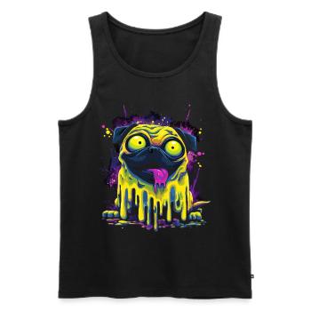Trippy Psychedelischer Mops Bunter Graffiti Style - Männer Premium Bio Tank Top - Schwarz - Vorne - AI Model Male 178 light (178cm)