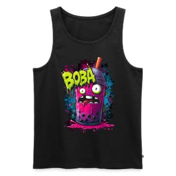 Boba Tea Monster im bunten Graffiti Street Style - Männer Premium Bio Tank Top - Schwarz - Vorne - AI Model Male 178 light (178cm)