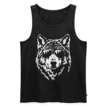 Wolf Illustration Sunglasses Cool Animal Art - Men's Premium Organic Tank Top - black - Front - AI Model Male 178 light (178cm)