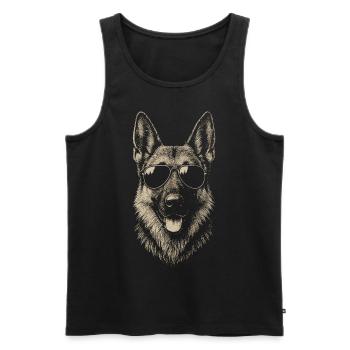 Deutscher Schäferhund Sonnenbrille Coole Illustration - Männer Premium Bio Tank Top - Schwarz - Vorne - AI Model Male 178 light (178cm)