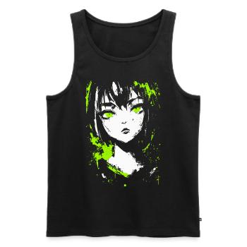 Grunge Anime Girl - Look néon pour une esthétique sombre - Débardeur bio Premium Homme - noir - Devant - AI Model Male 178 light (178cm)