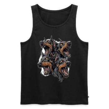 Cerberus Angry Dobermans – Aggressive Dogs - Men's Premium Organic Tank Top - black - Front - AI Model Male 178 light (178cm)