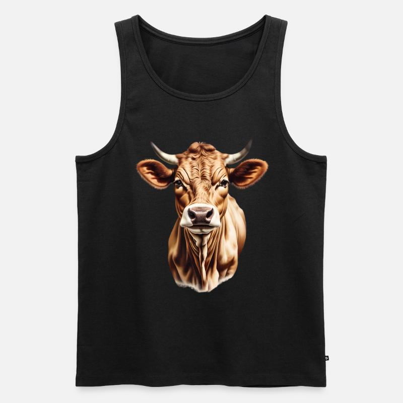 Braune Kuh - Männer Premium Bio Tank Top - Schwarz