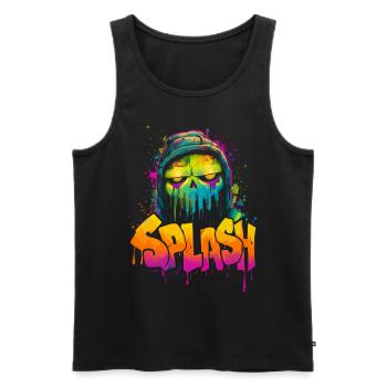 Splash Skull Neon Graffiti Street Art Pull Sweat à capuche Lo - Débardeur bio Premium Homme - noir - Devant - AI Model Male 178 light (178cm)