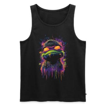 Graffiti grenouille style urbain bande dessinée look néon - Débardeur bio Premium Homme - noir - Devant - Michal (187cm)